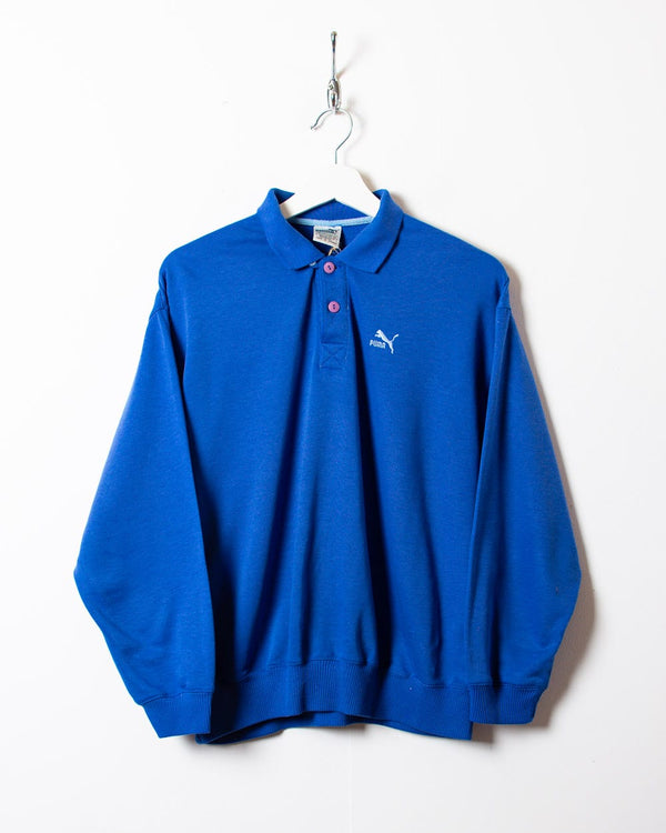 Blue Puma Collared Sweatshirt - Small
