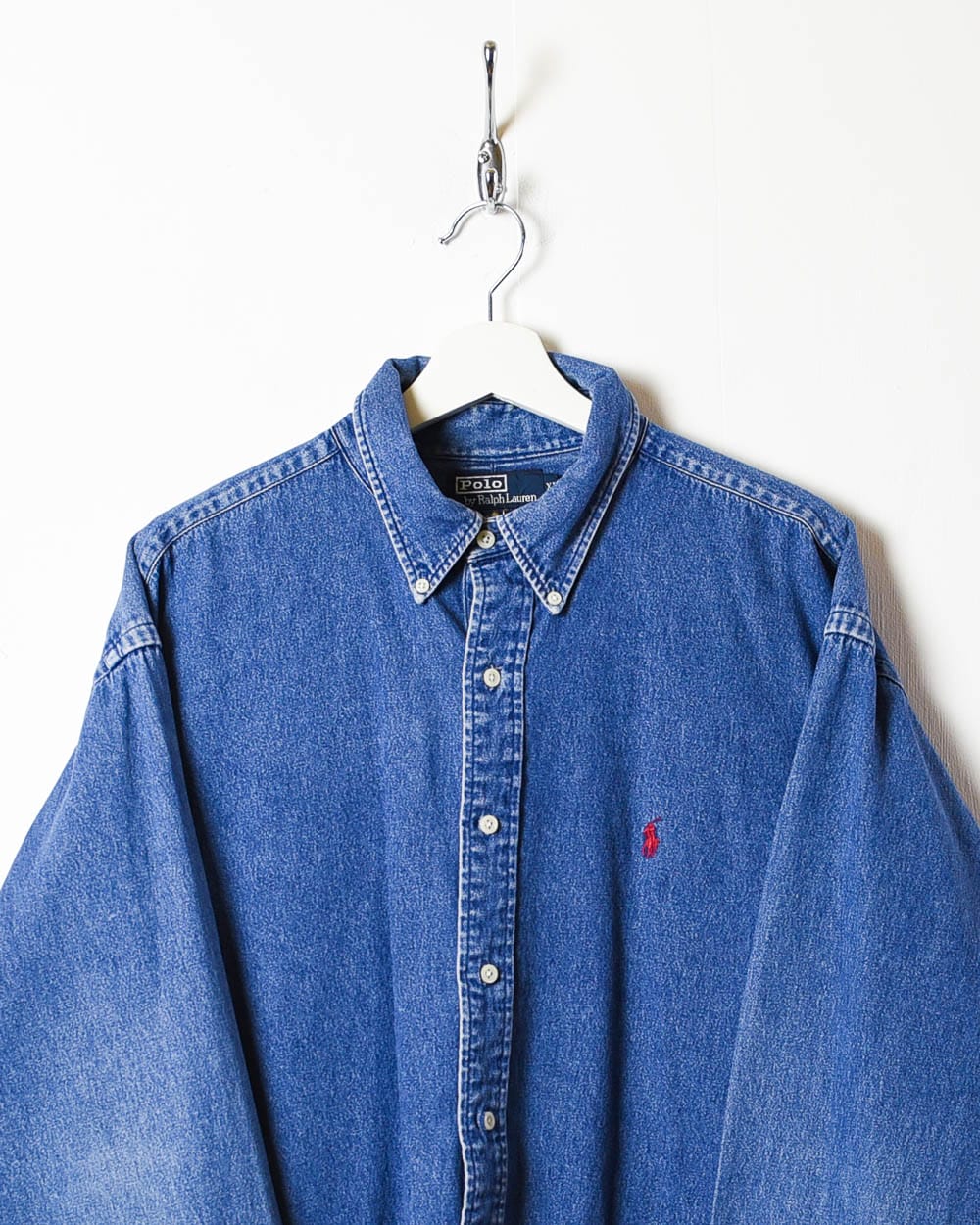 Vintage 90s Blue Polo Ralph Lauren Denim Shirt X Large Cotton Domno Vintage