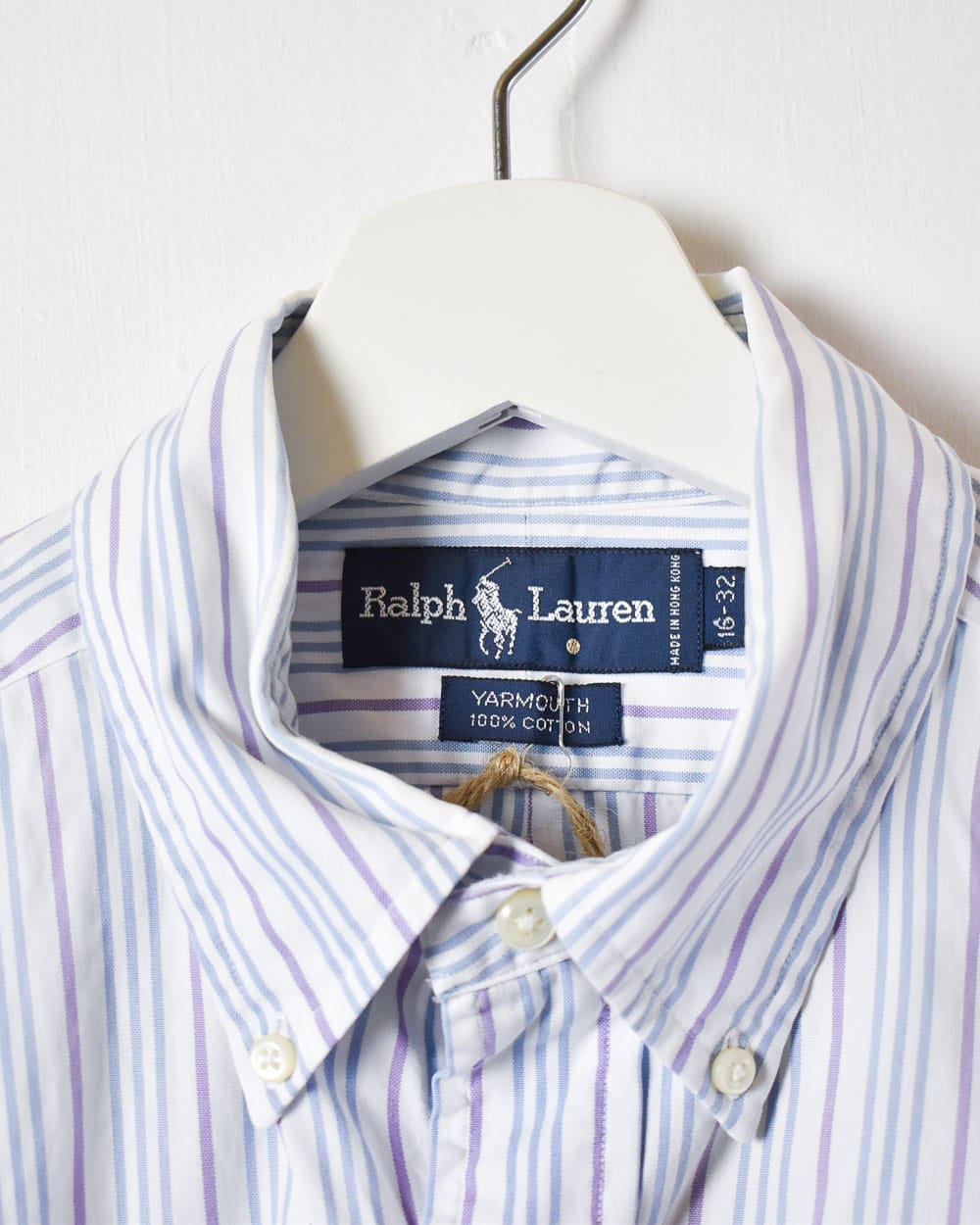 White Polo Ralph Lauren Striped Short Sleeved Shirt - Large