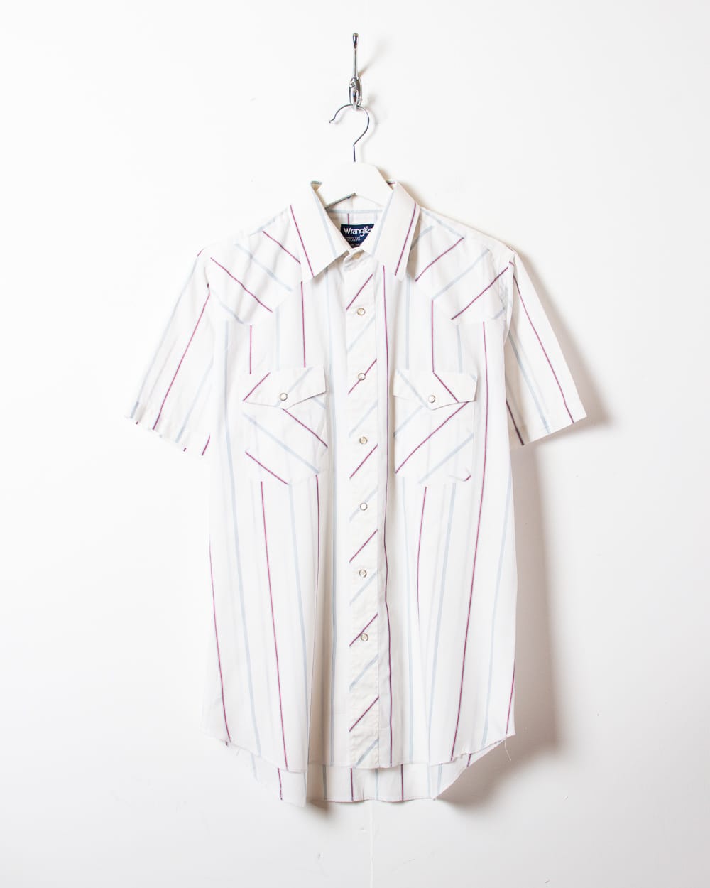 White Wrangler Striped Short Sleeved Shirt - Medium