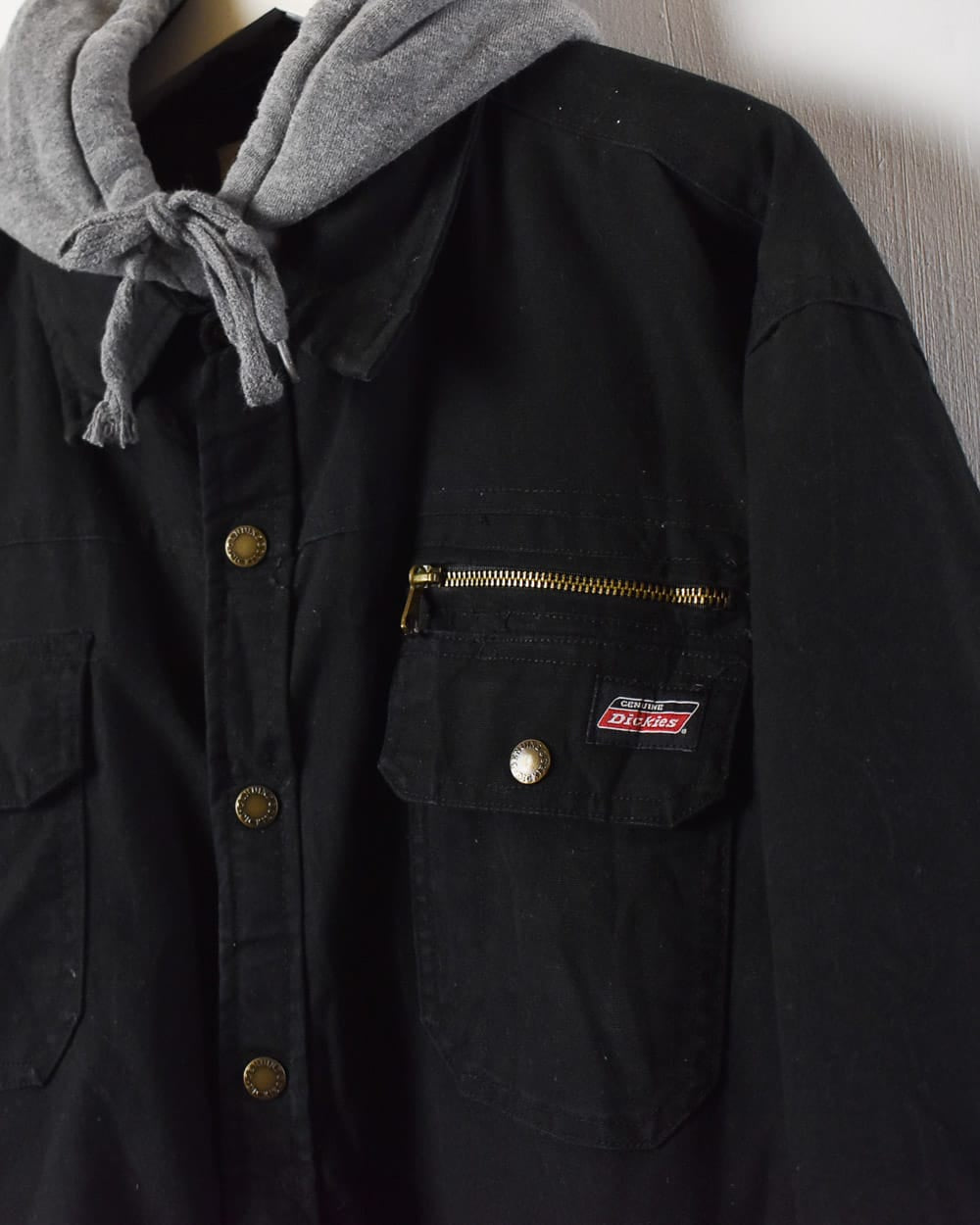 Black Dickies Padded Fleece Hooded Overshirt Jacket - X-Large