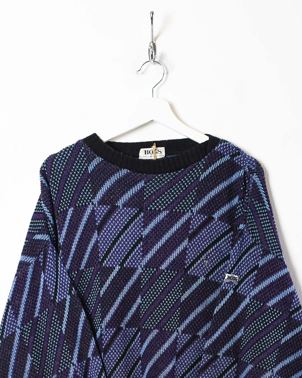 Purple Hugo Boss Patterned Knitted Sweatshirt - Medium
