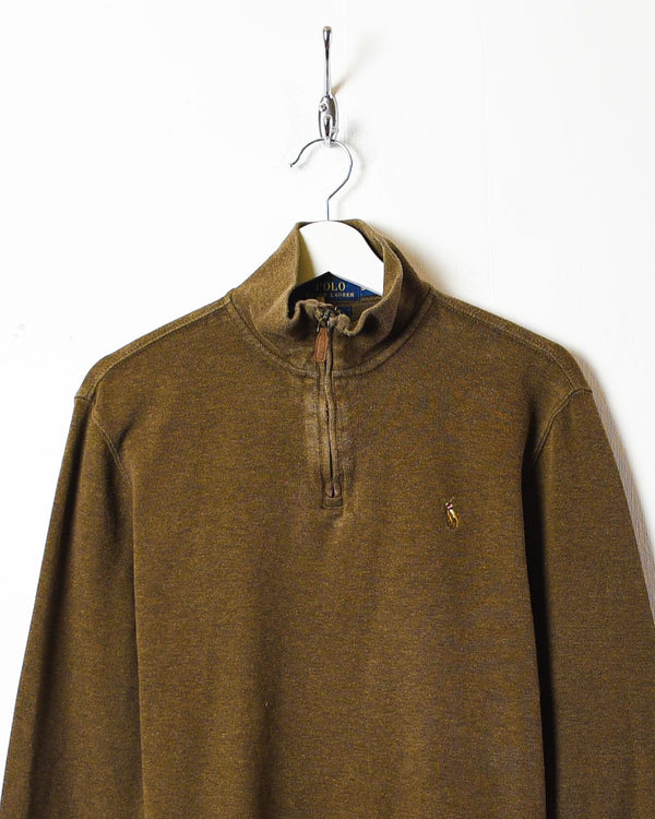 Brown Polo Ralph Lauren 1/4 Zip Sweatshirt - Small