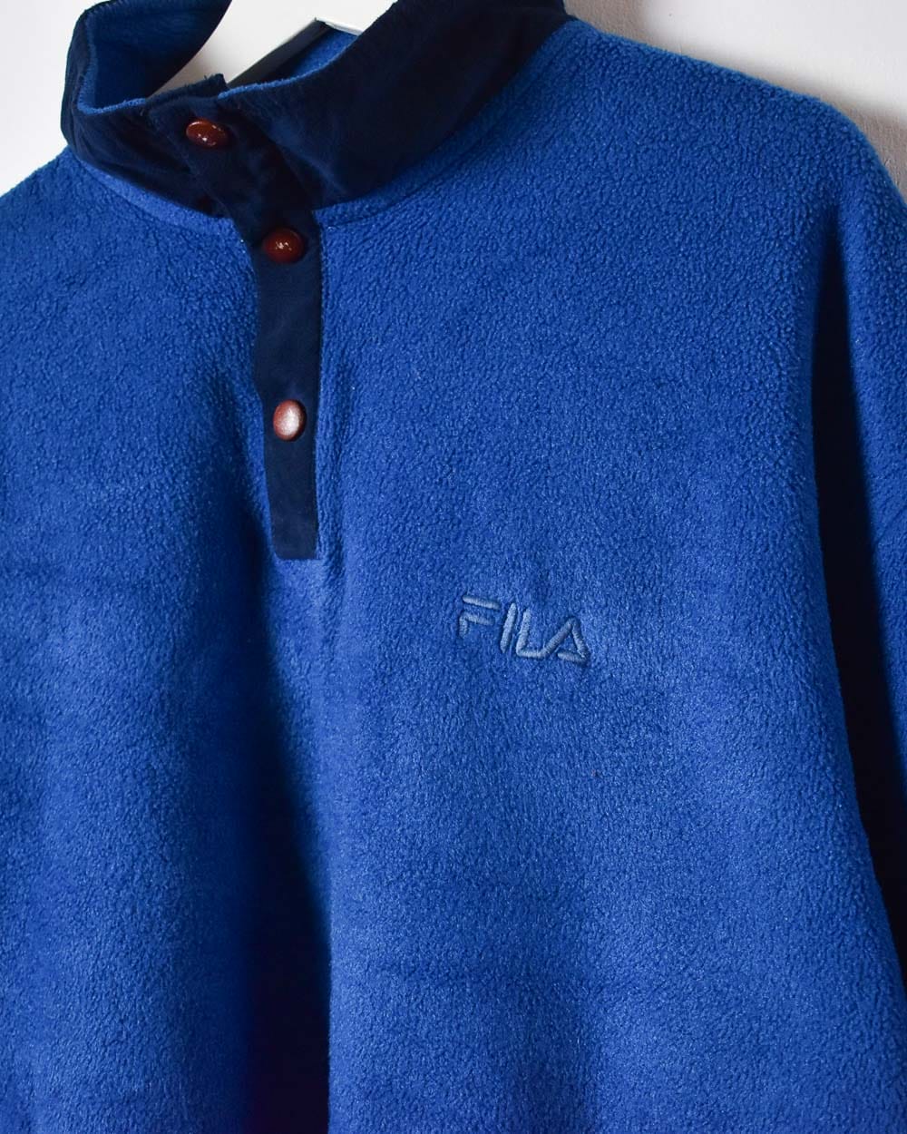 Blue Fila 1/4 Button Fleece - Large