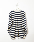 Navy Polo Ralph Lauren Striped Long Sleeved Polo Shirt - Large