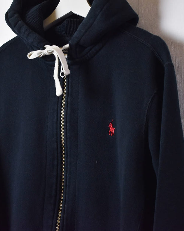Black Polo Ralph Lauren Zip-Through Hoodie - Large