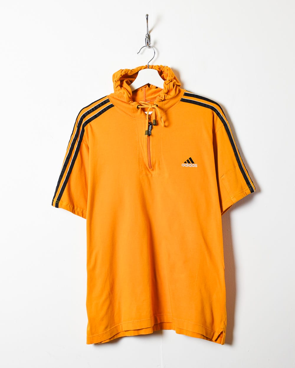 Orange Adidas Hooded 1/4 Zip T-Shirt - Large