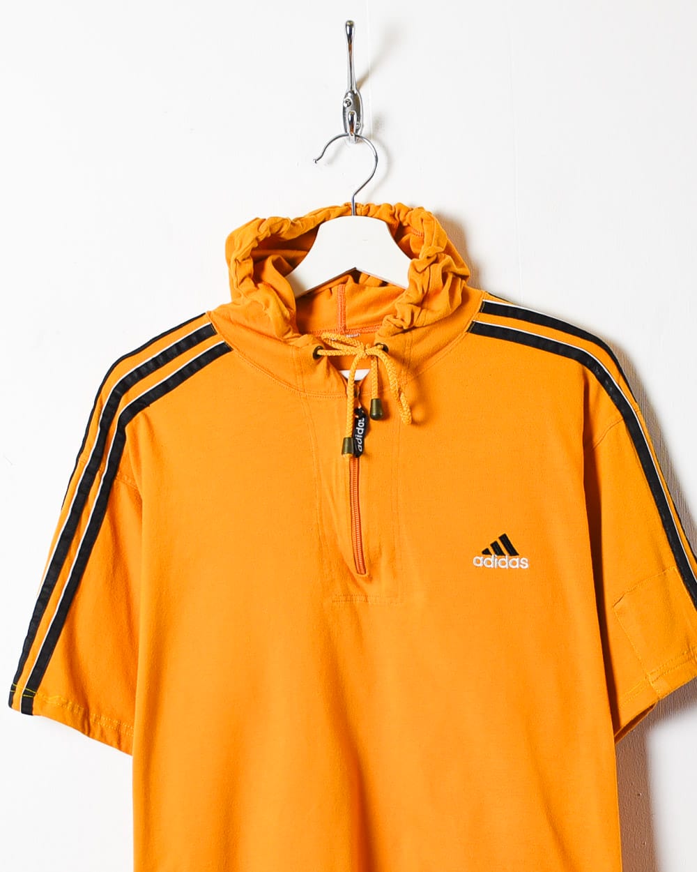 Orange Adidas Hooded 1/4 Zip T-Shirt - Large