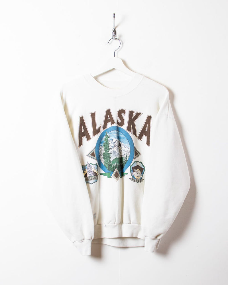 Vintage 90s White Alaska Sweatshirt - Small Cotton– Domno Vintage
