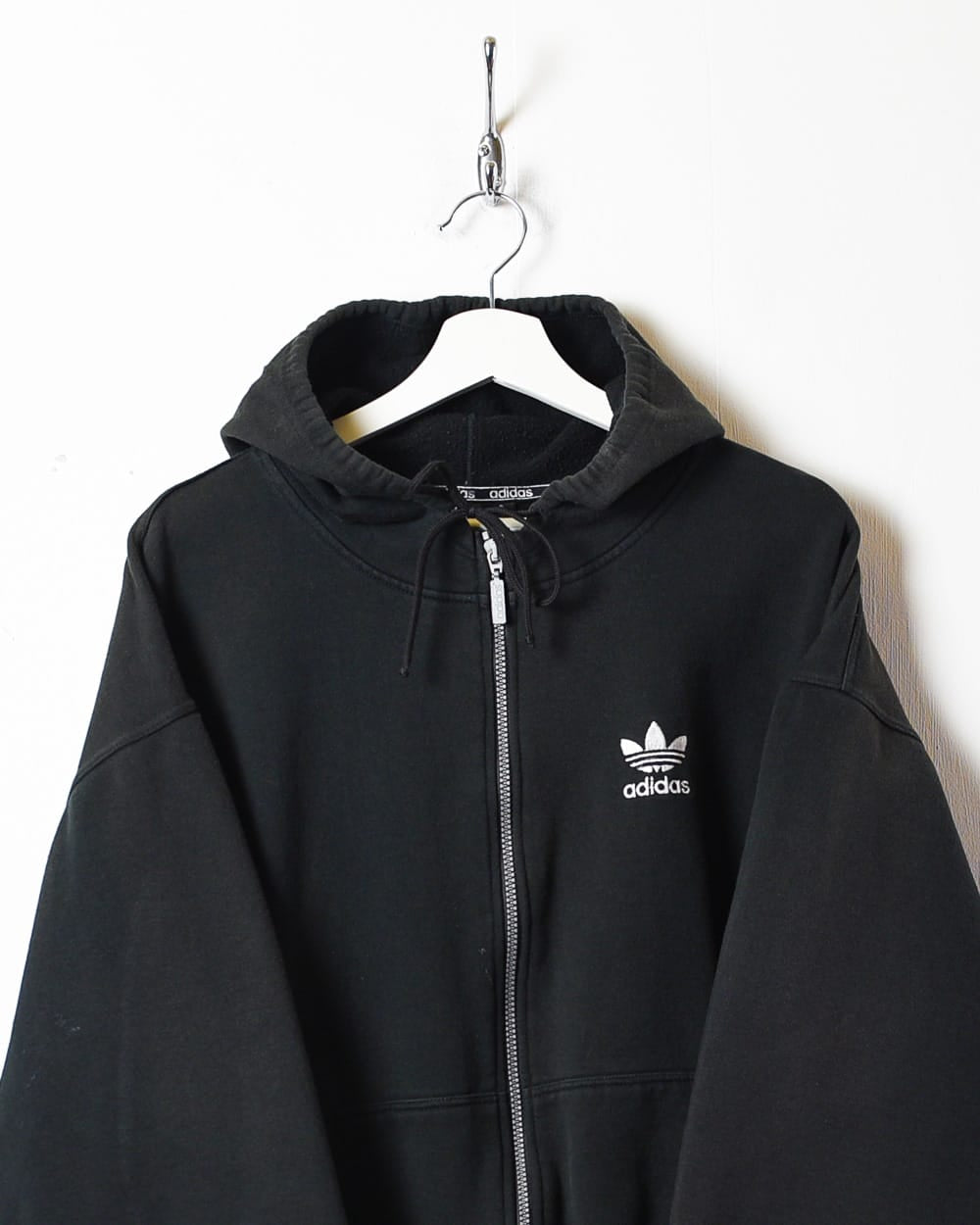 Black Adidas Zip-Through Hoodie - Large