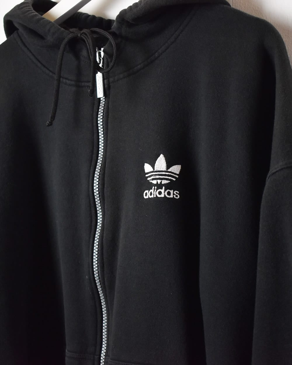 Black Adidas Zip-Through Hoodie - Large
