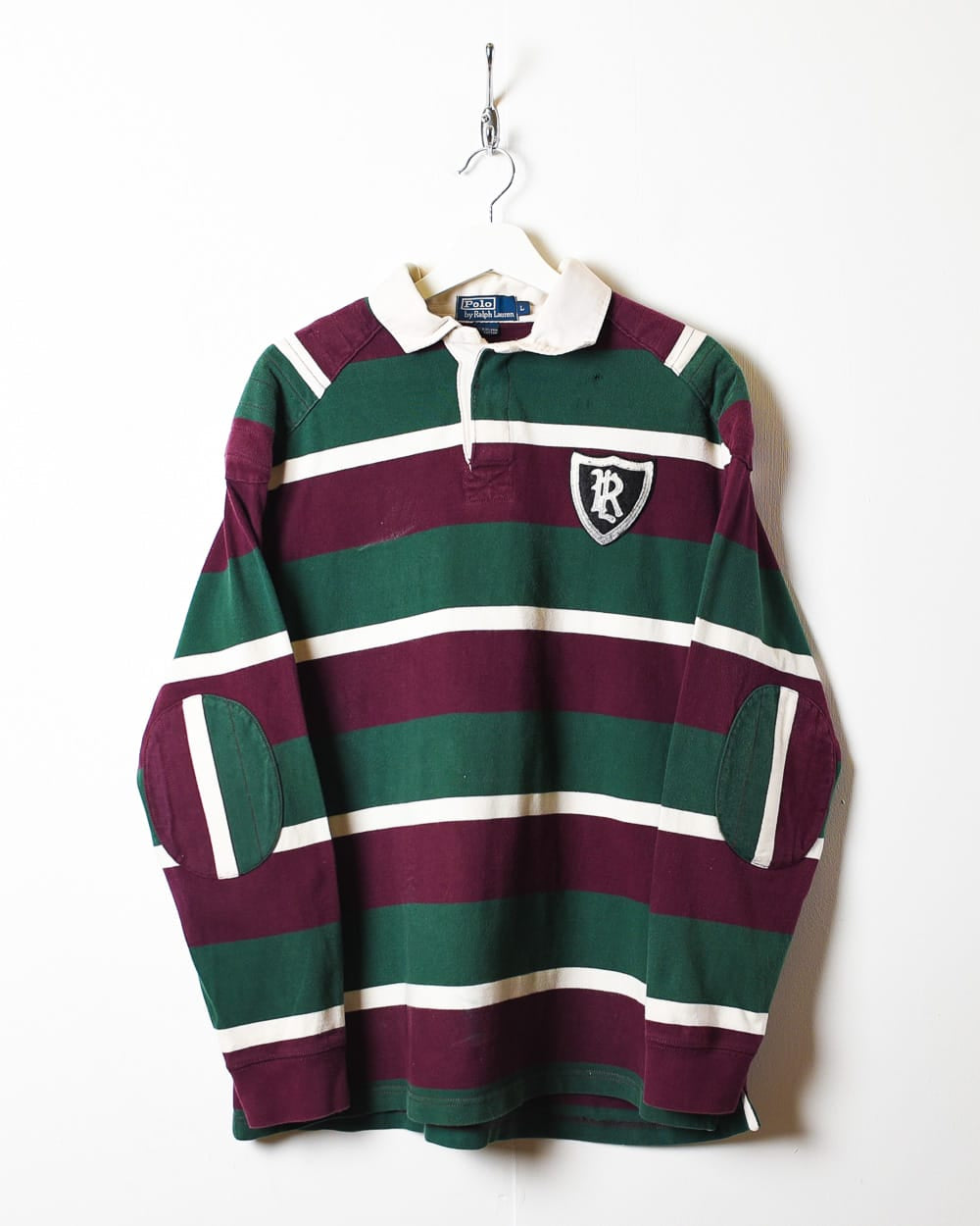 Green Polo Ralph Lauren Striped Rugby Shirt - Large