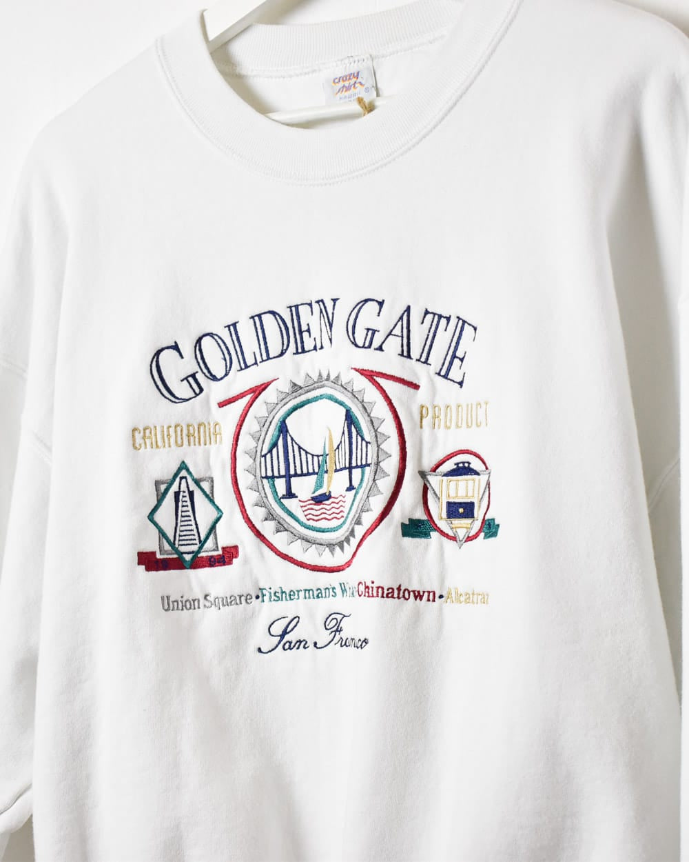 White Crazy Shirt Golden Gate San Francisco Sweatshirt - Large