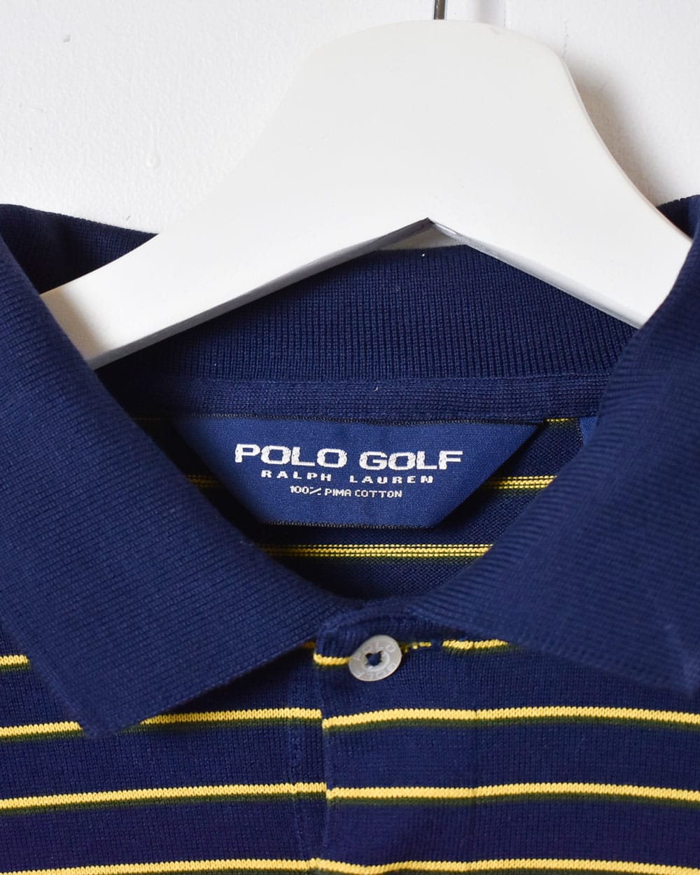 Navy Polo Golf Ralph Lauren Striped Long Sleeved Polo Shirt - Medium