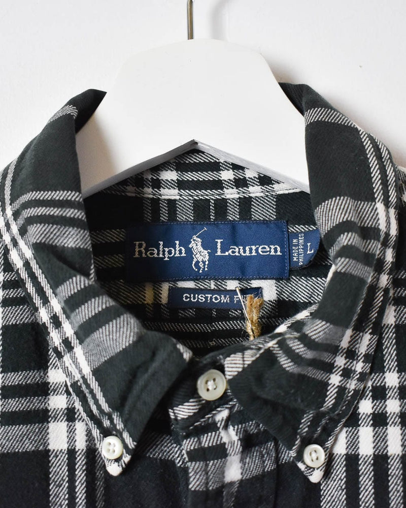 Vintage 90s Black Polo Ralph Lauren Flannel Shirt - Large Cotton