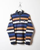 Navy Paul & Shark Striped 1/4 Zip Sweatshirt - Large