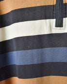 Navy Paul & Shark Striped 1/4 Zip Sweatshirt - Large