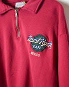 Red Hard Rock Café Mexico 1/4 Zip Sweatshirt - Small