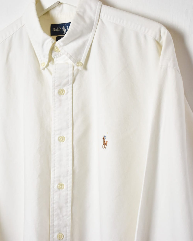 Vintage 90s White Polo Ralph Lauren Blake Shirt - Large Cotton