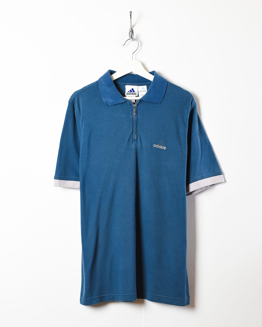 Navy Adidas 1/4 Zip Polo Shirt - Medium