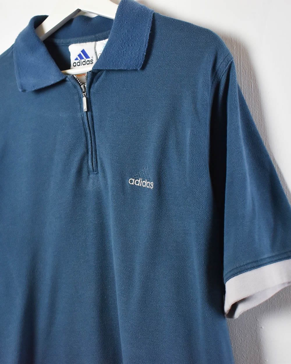 Navy Adidas 1/4 Zip Polo Shirt - Medium