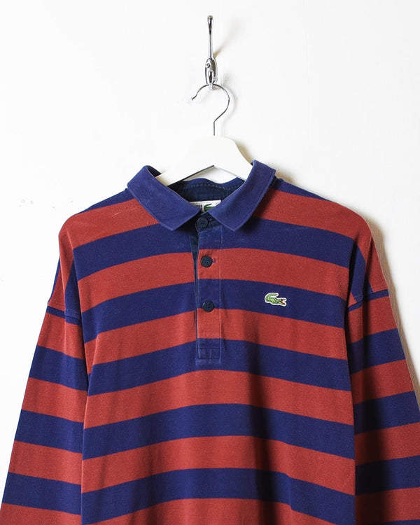 Maroon Chemise Lacoste Striped Rugby Shirt - Medium