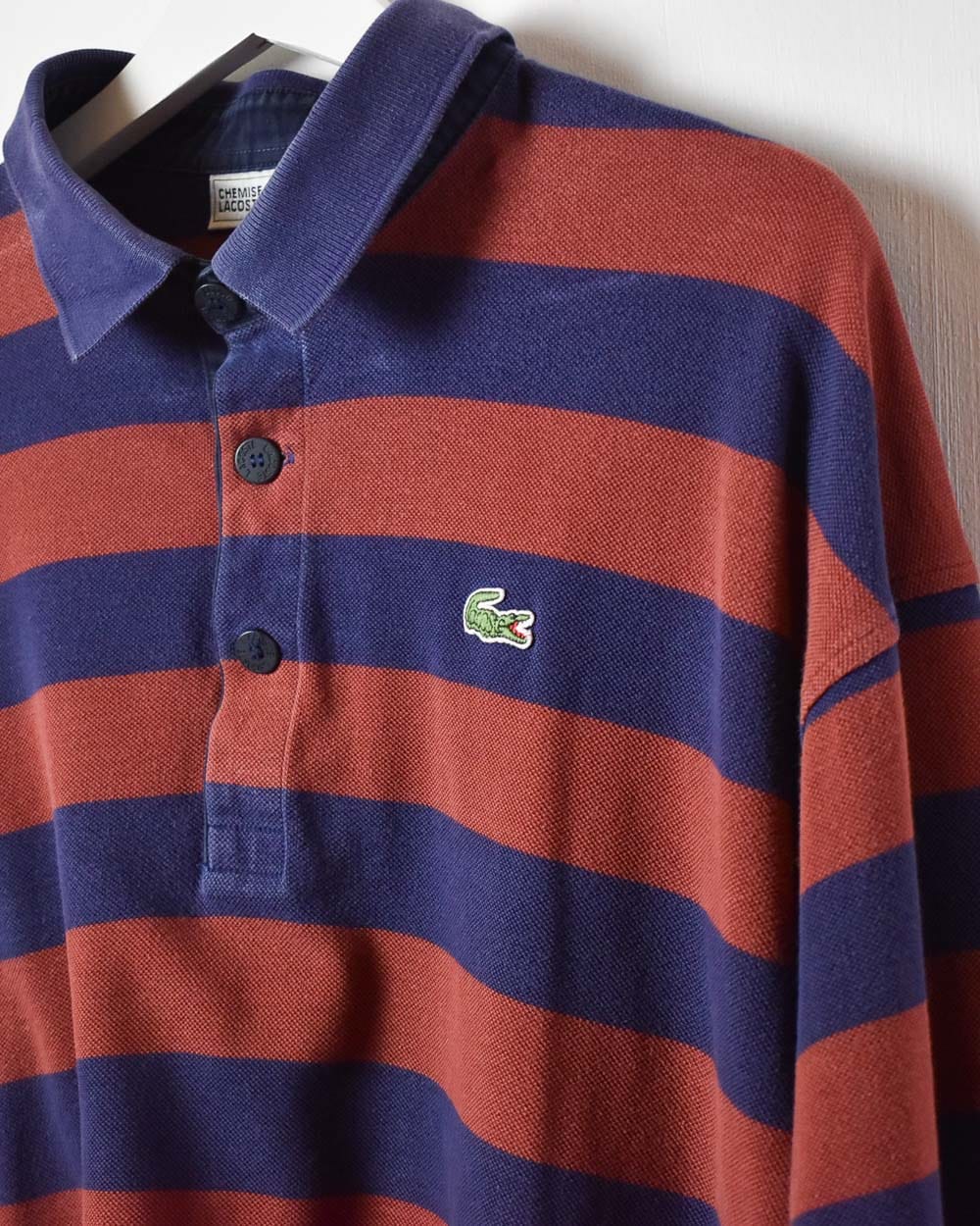 Maroon Chemise Lacoste Striped Rugby Shirt - Medium