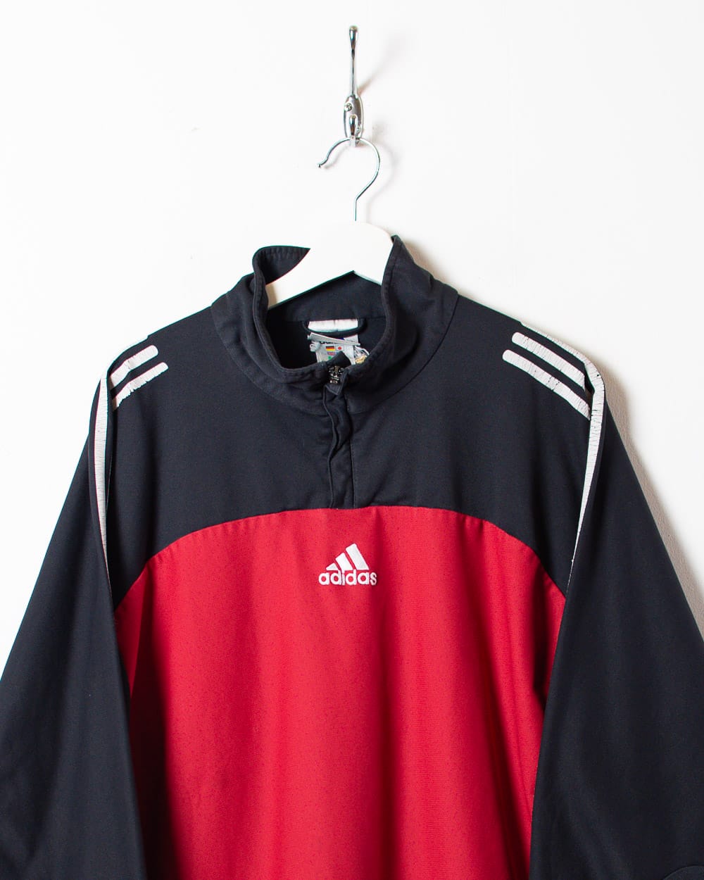 Red Adidas 1/4 Zip Tracksuit Top  - Large