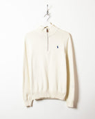 White Polo Ralph Lauren 1/4 Zip Sweatshirt - Small