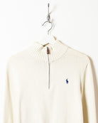 White Polo Ralph Lauren 1/4 Zip Sweatshirt - Small