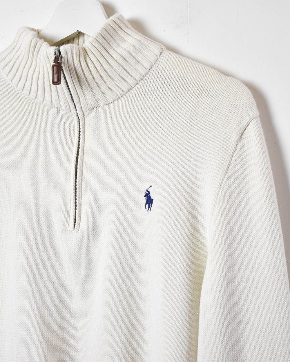 White Polo Ralph Lauren 1/4 Zip Sweatshirt - Small