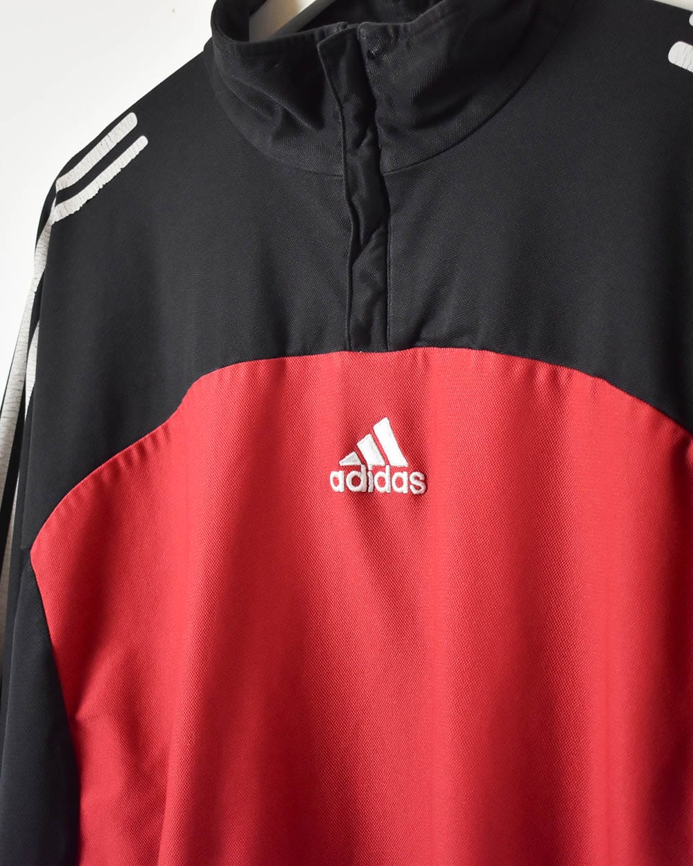 Red Adidas 1/4 Zip Tracksuit Top  - Large