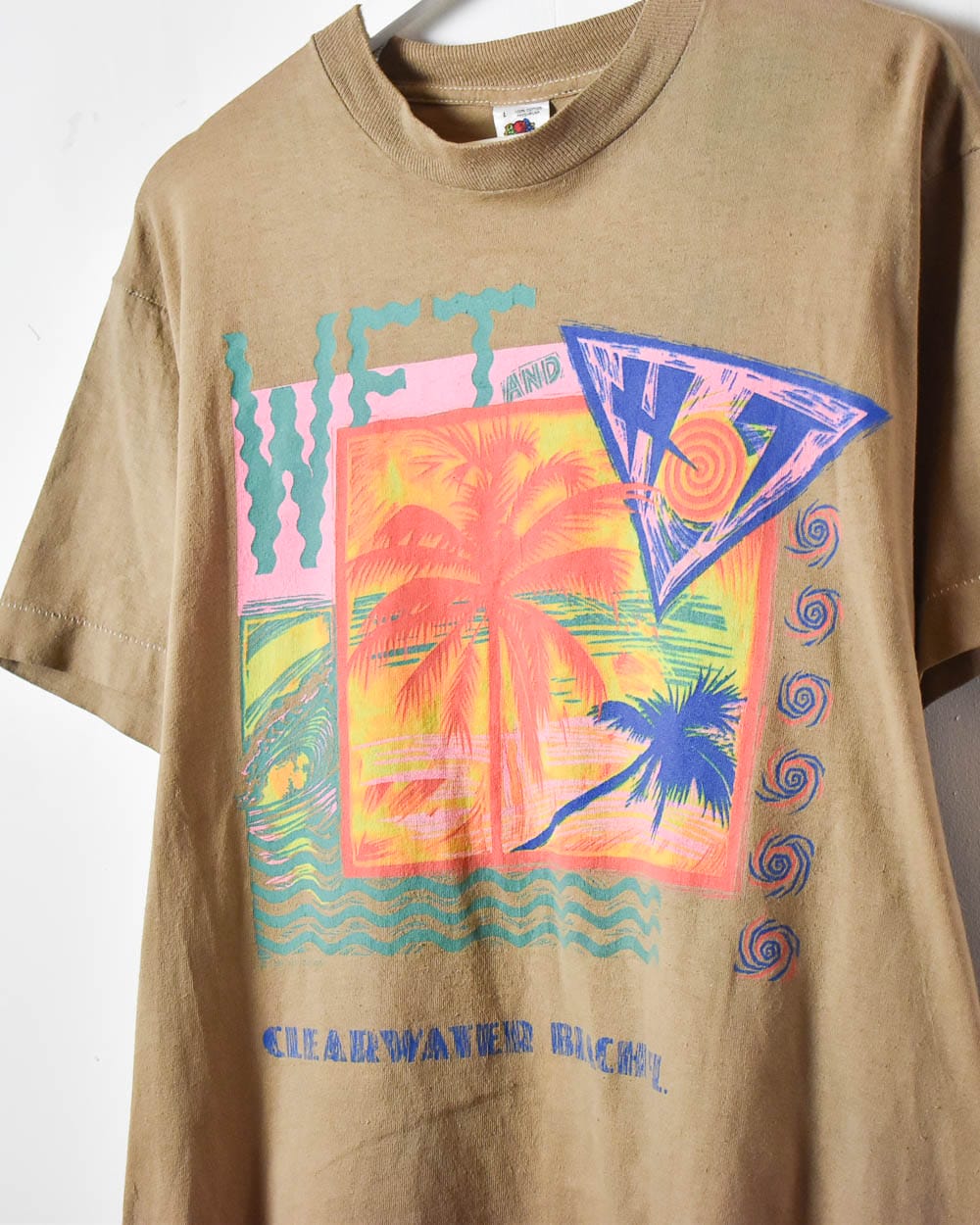 Brown Clearwater Beach FL Single Stitch T-Shirt - Large