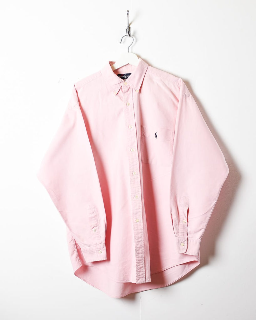 Vintage 90s Pink Polo Ralph Lauren Big Shirt - Medium Cotton