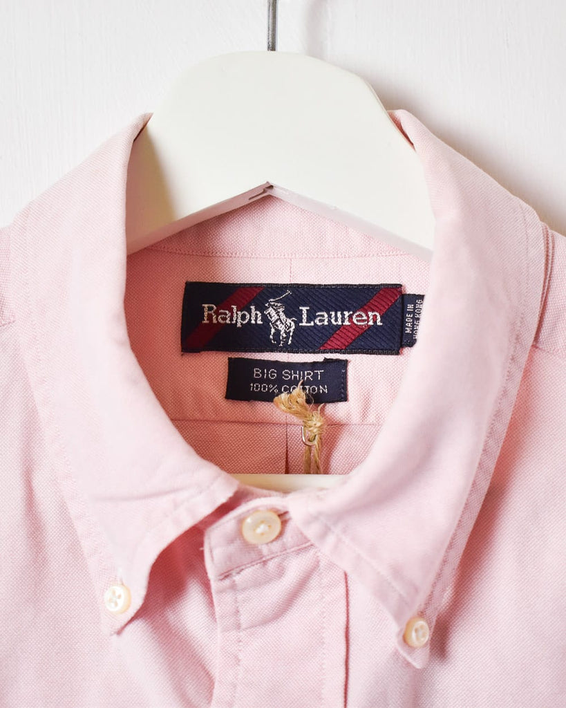 Vintage 90s Pink Polo Ralph Lauren Big Shirt - Medium Cotton