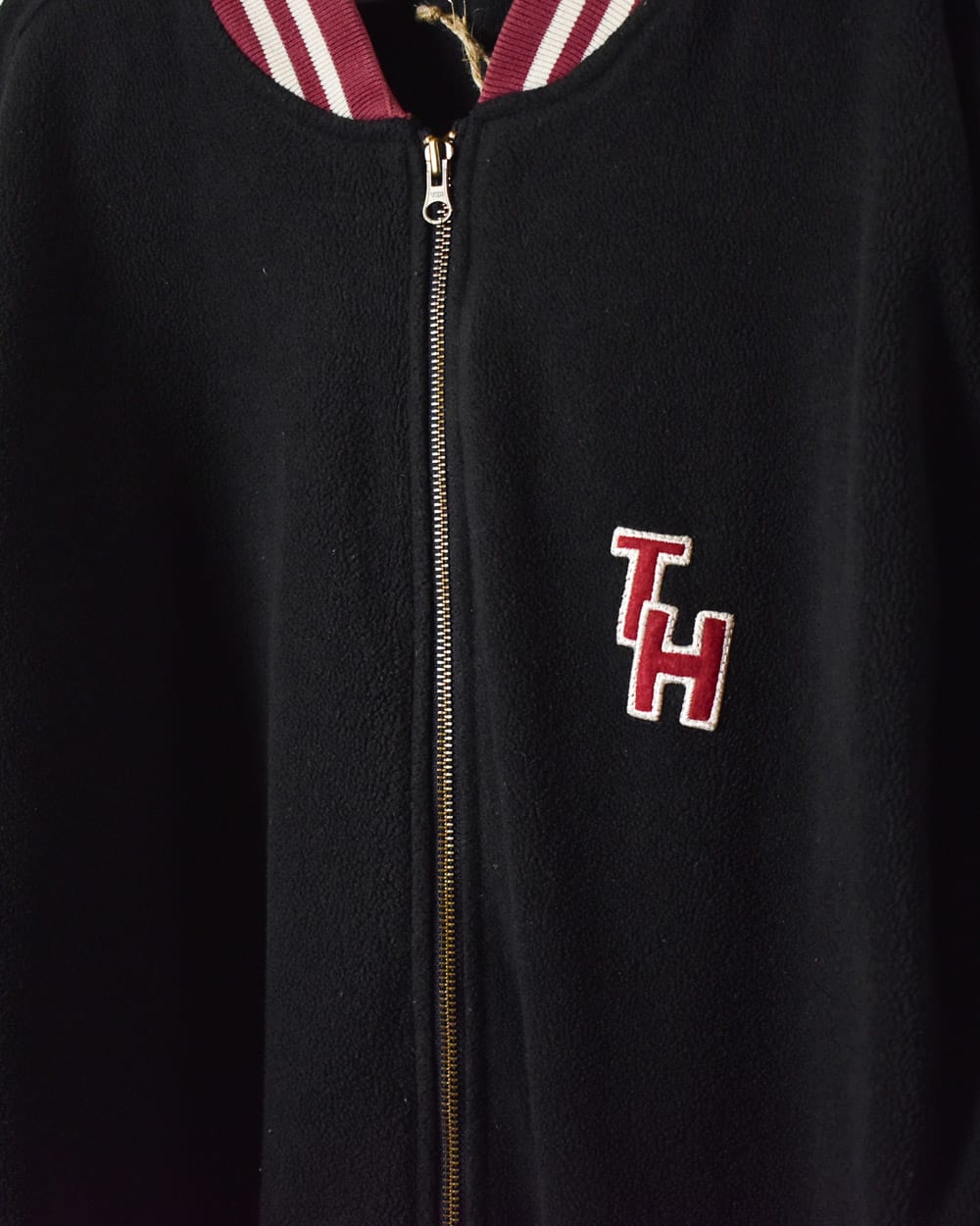 Black Tommy Hilfiger Fleece Varsity Jacket - X-Large