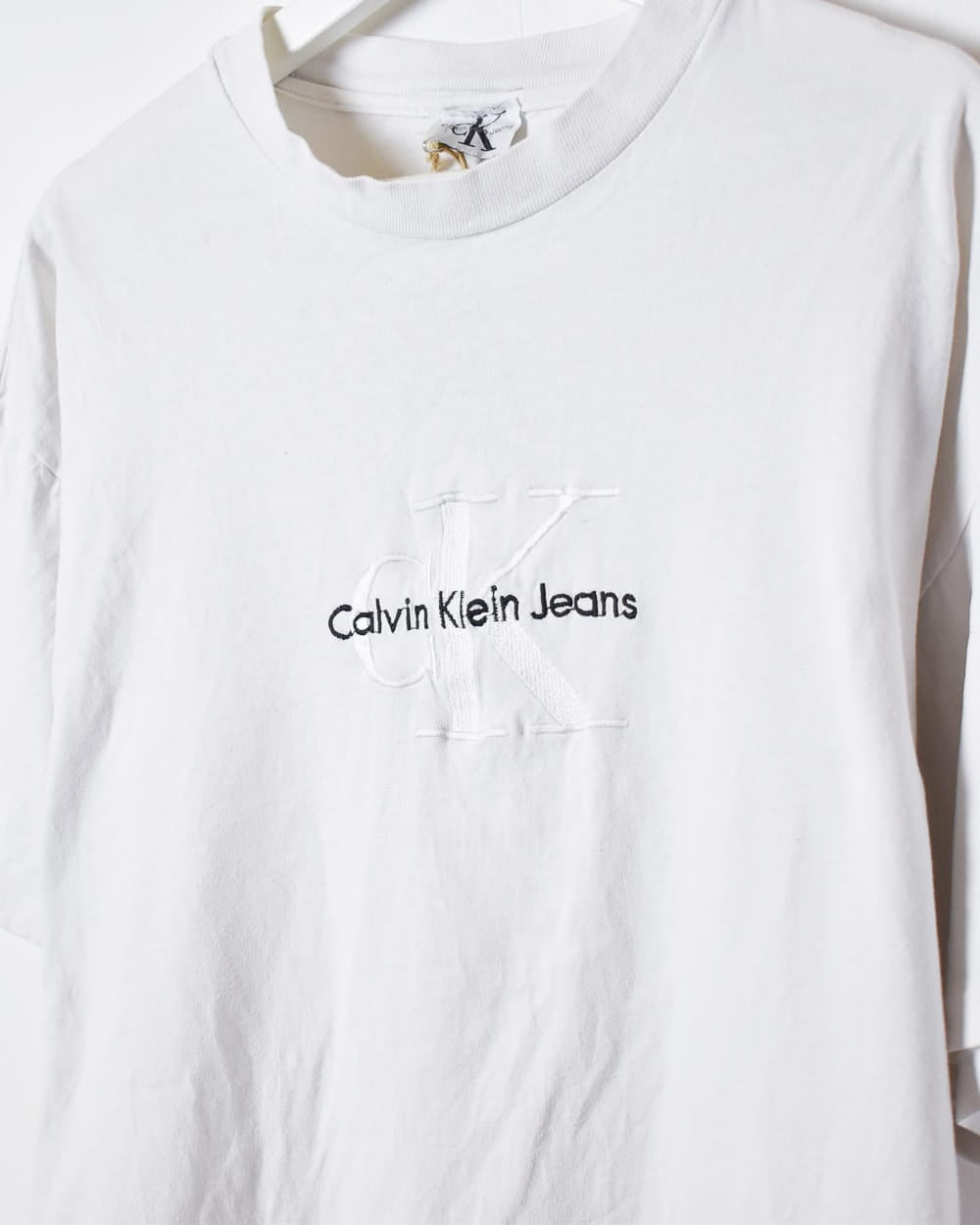 Vintage 90s White Calvin Klein Jeans Single Stitch T Shirt X Large Cotton Domno Vintage