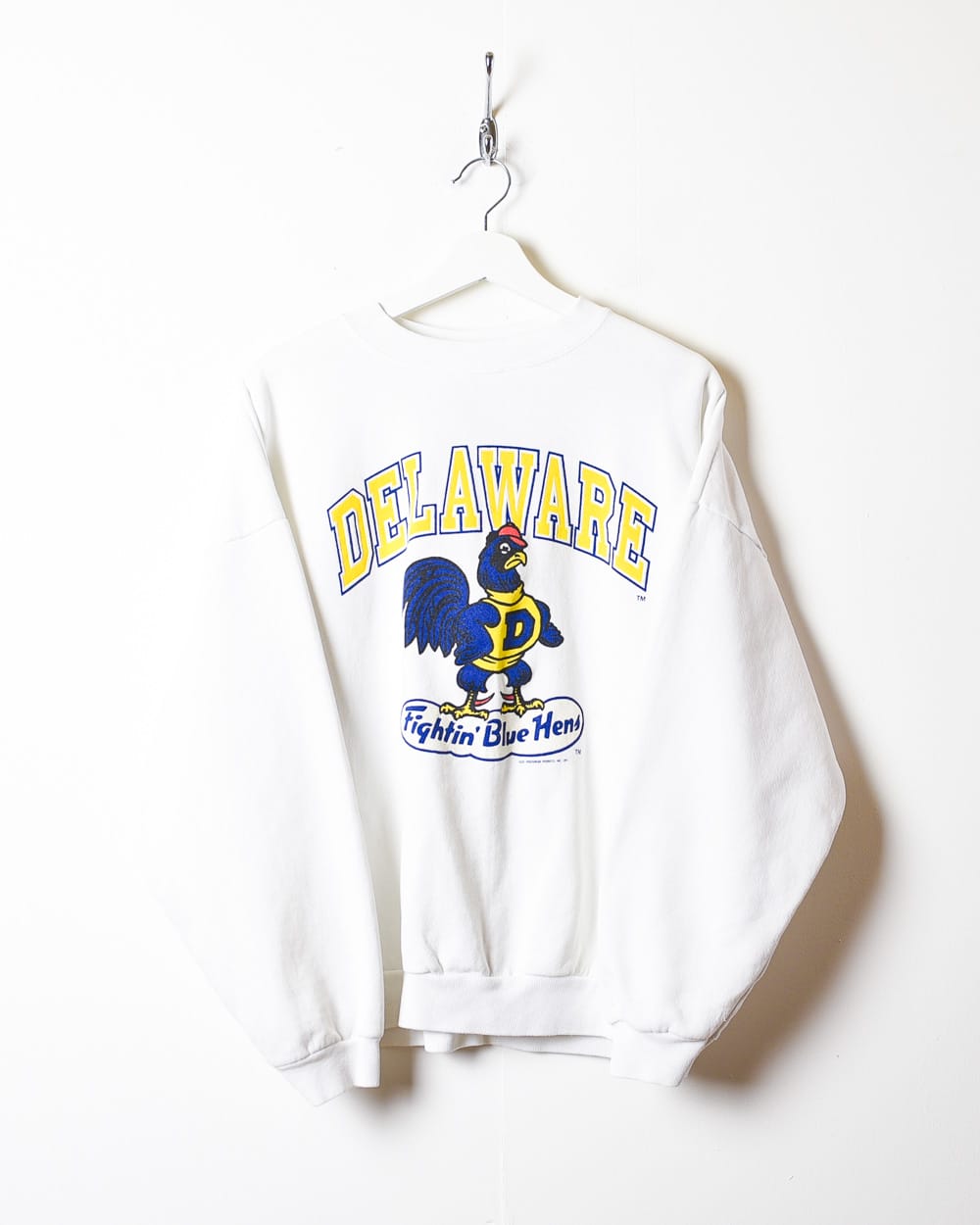 White Delaware Fightin' Blue Hen Sweatshirt - Small