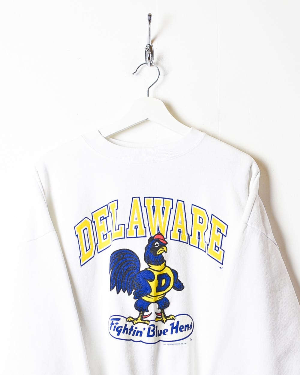 White Delaware Fightin' Blue Hen Sweatshirt - Small