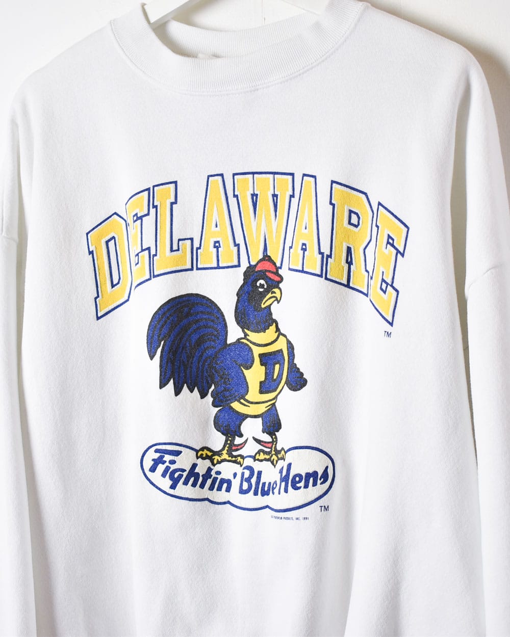 White Delaware Fightin' Blue Hen Sweatshirt - Small