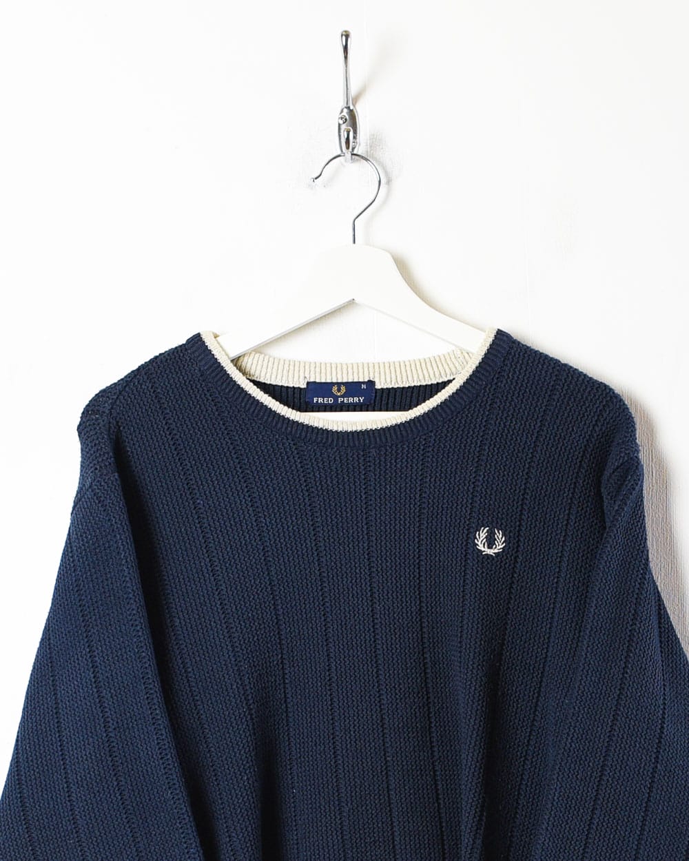 Navy Fred Perry Knitted Sweatshirt - Medium