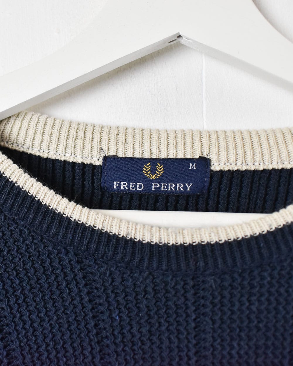Navy Fred Perry Knitted Sweatshirt - Medium