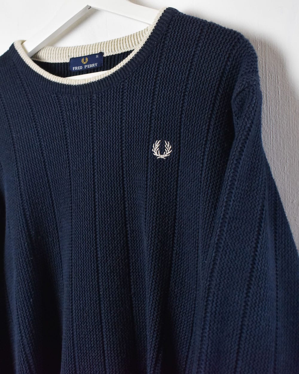 Navy Fred Perry Knitted Sweatshirt - Medium