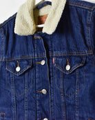 Navy Levi's Custom Art Sherpa Fleece Lined Denim Jacket - Small Women's