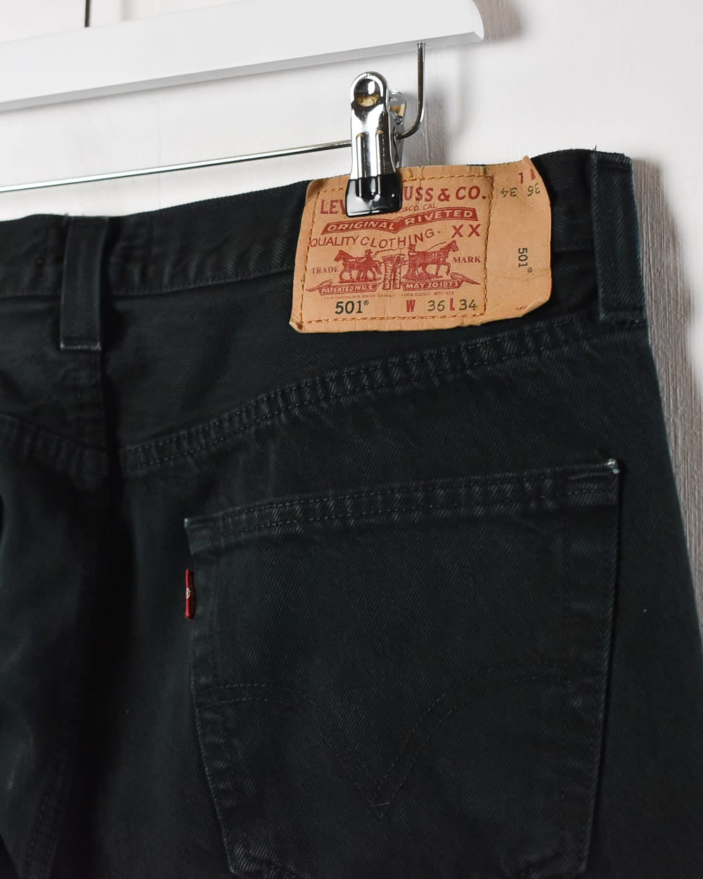 Black Levi's Patched 501 Jeans - W36 L34