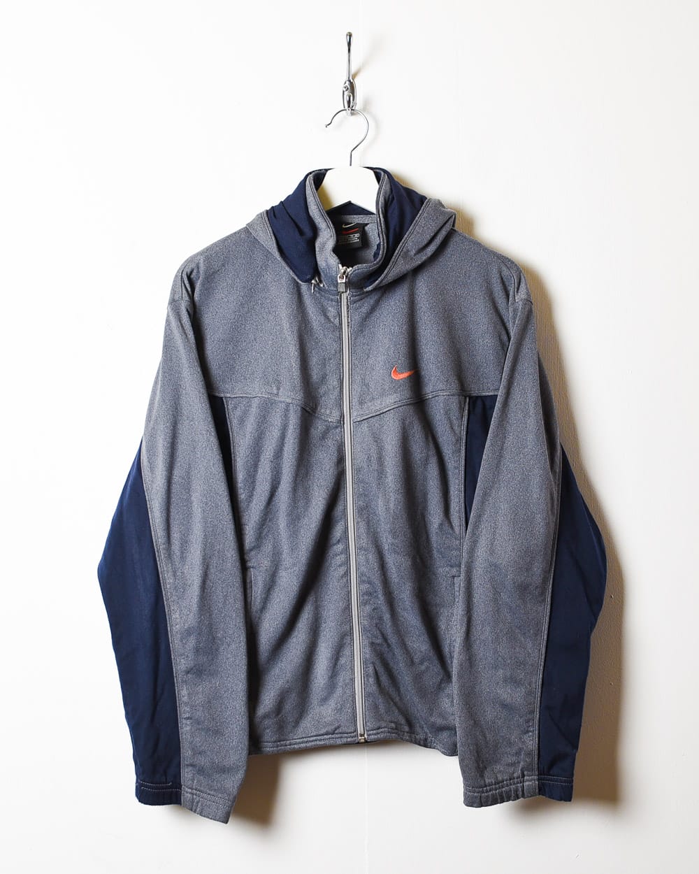 Grey Nike Hooded Tracksuit Top - Small