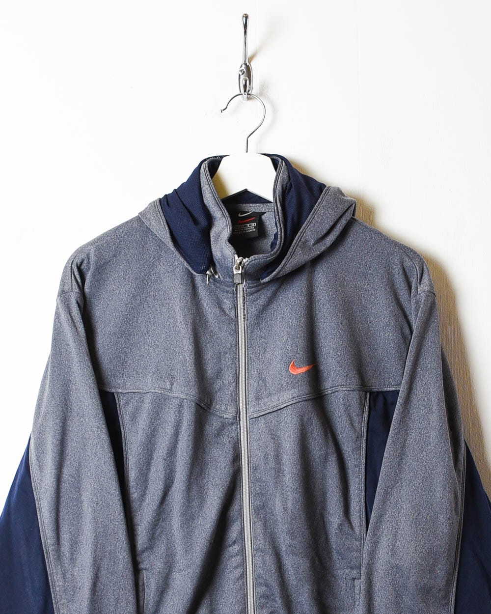 Grey Nike Hooded Tracksuit Top - Small