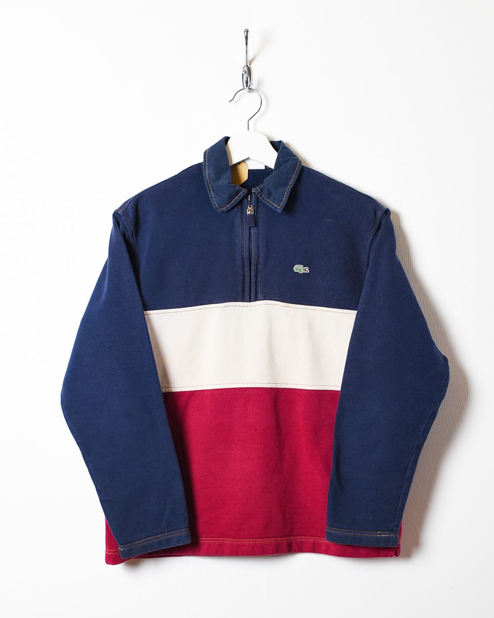 Navy Lacoste Collared 1/4 Zip Sweatshirt - X-Small