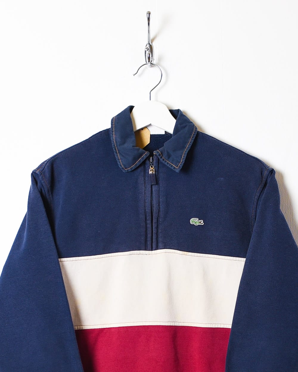 Navy Lacoste Collared 1/4 Zip Sweatshirt - X-Small