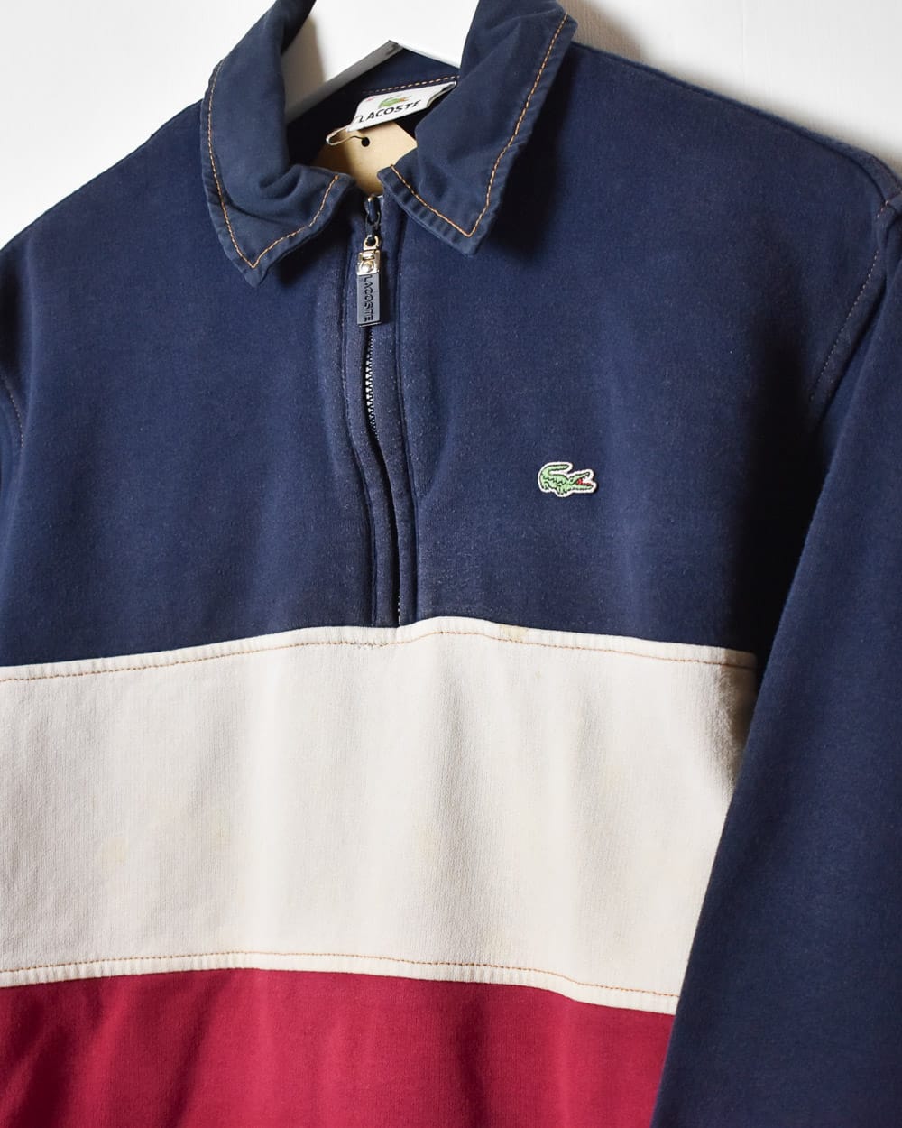 Navy Lacoste Collared 1/4 Zip Sweatshirt - X-Small